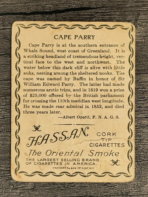 1910 Hassan Arctic Scenes T30 #8 Cape Parry (POOR)