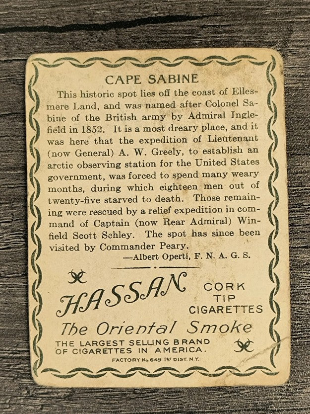 1910 Hassan Arctic Scenes T30 #9 Cape Sabine (GOOD)