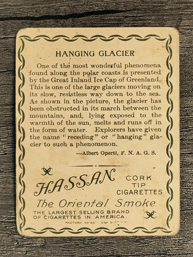1910 Hassan Arctic Scenes T30 #19 The Hanging Glacier (POOR)