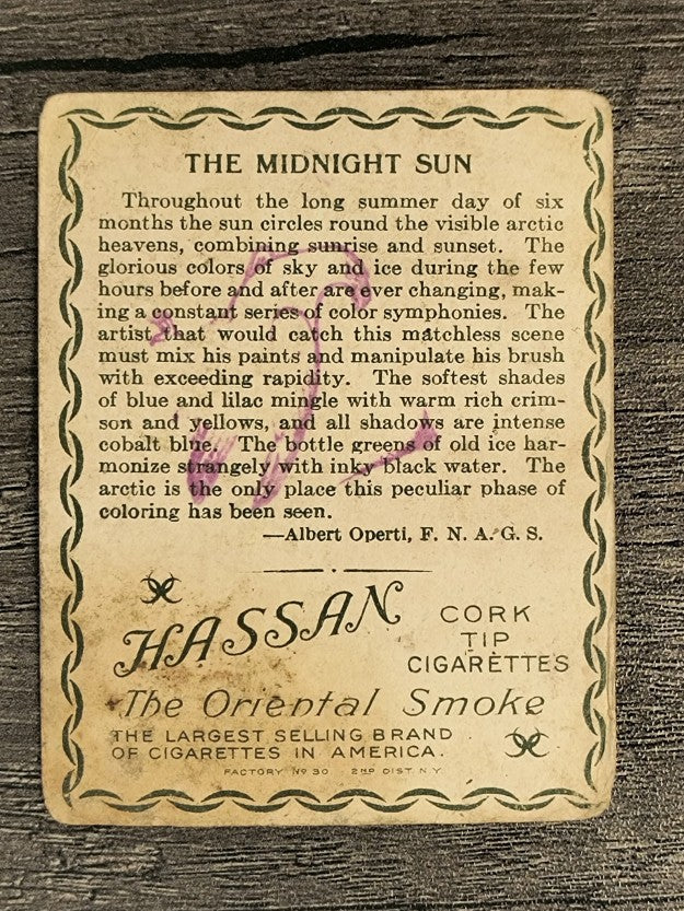 1910 Hassan Arctic Scenes T30 #23 The Midnight Sun (POOR)