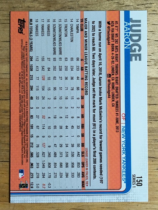 2019 Topps #150 Aaron Judge