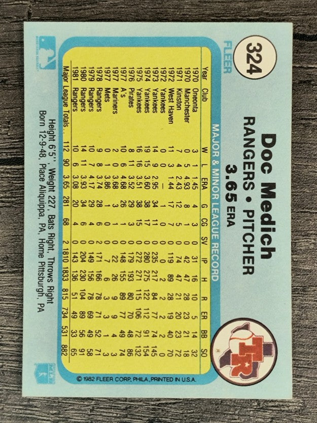 1982 Fleer #324 Doc Medich
