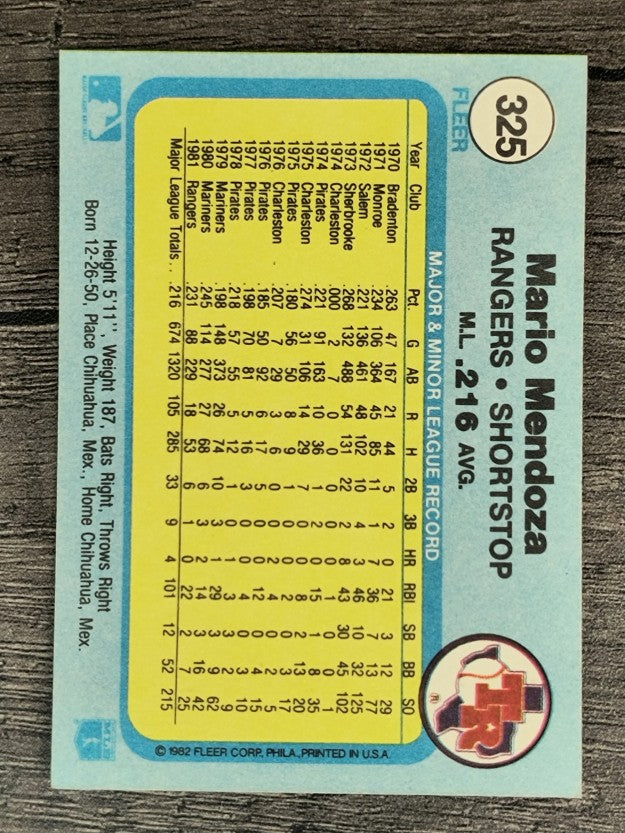 1982 Fleer #325 Mario Mendoza