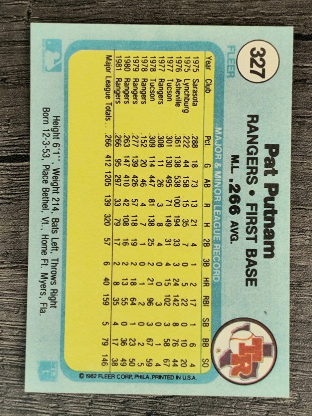 1982 Fleer #327 Pat Putnam
