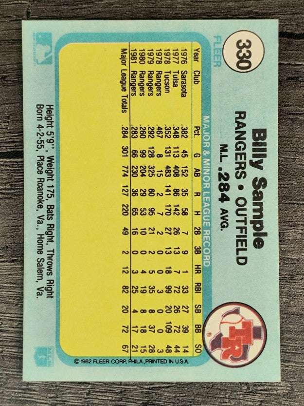 1982 Fleer #330 Billy Sample