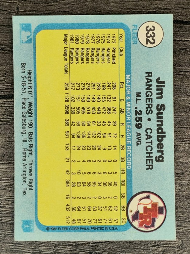 1982 Fleer #332 Jim Sundberg