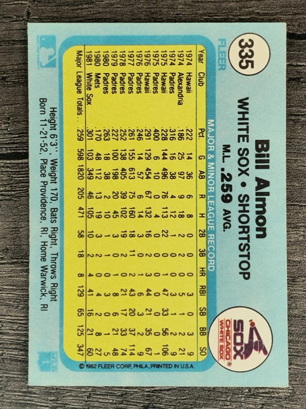1982 Fleer #335 Bill Almon