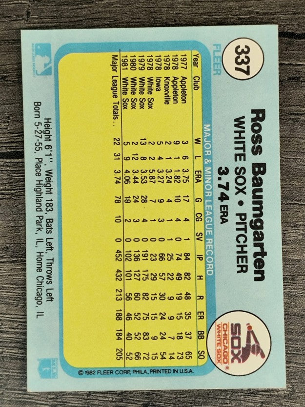 1982 Fleer #337 Ross Baumgarten