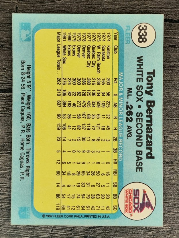 1982 Fleer #338 Tony Bernazard