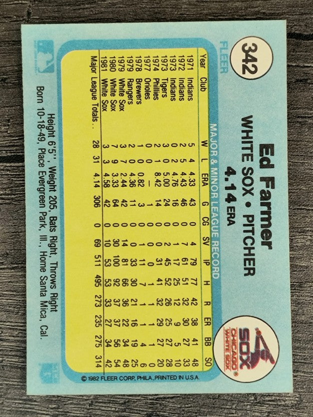 1982 Fleer #342 Ed Farmer