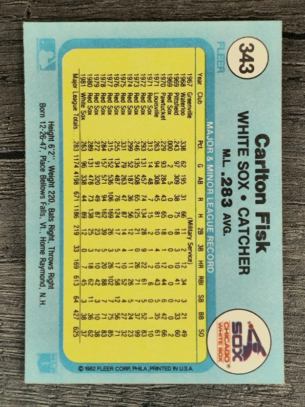 1982 Fleer #343 Carlton Fisk