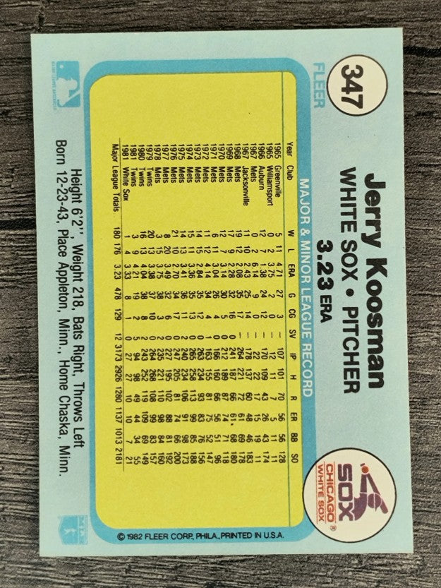 1982 Fleer #347 Jerry Koosman