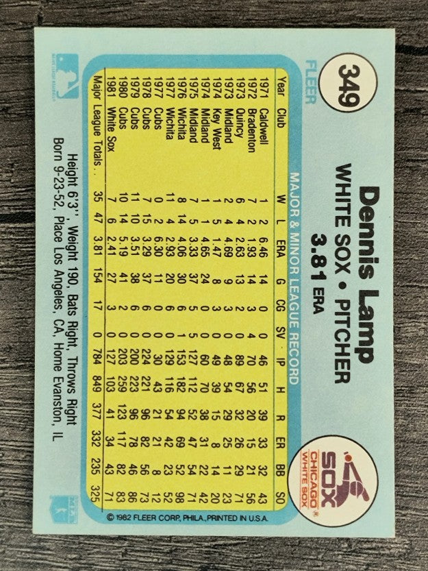 1982 Fleer #349 Dennis Lamp