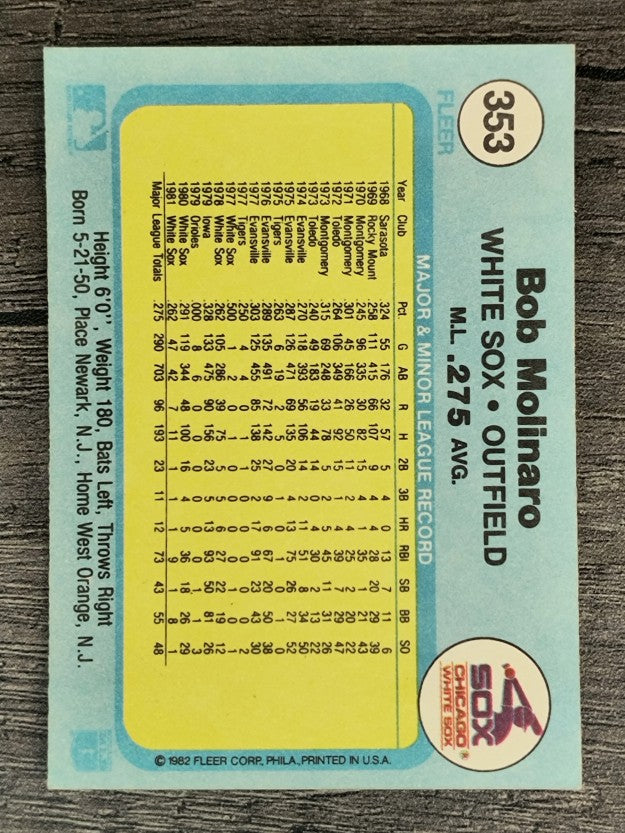 1982 Fleer #353 Bob Molinaro