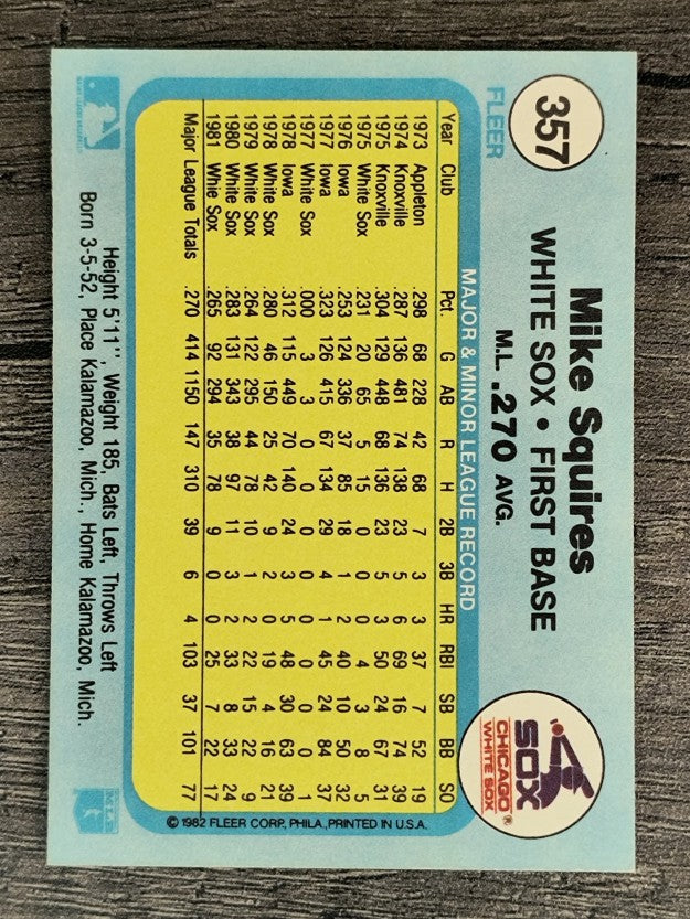 1982 Fleer #357 Mike Squires
