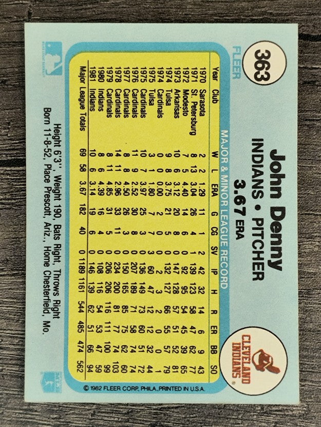 1982 Fleer #363 John Denny
