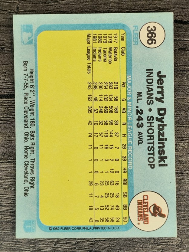 1982 Fleer #366 Jerry Dybzinski