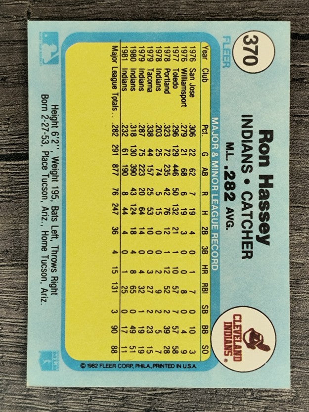 1982 Fleer #370 Ron Hassey