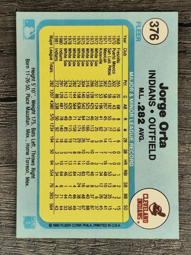 1982 Fleer #376 Jorge Orta
