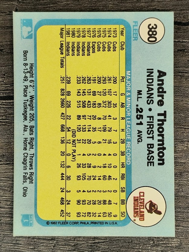 1982 Fleer #380 Andre Thornton