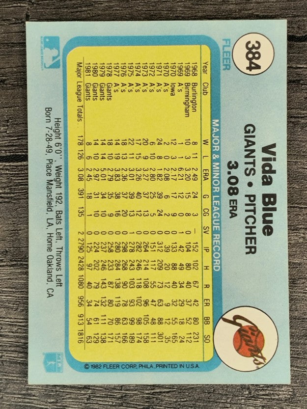 1982 Fleer #384 Vida Blue