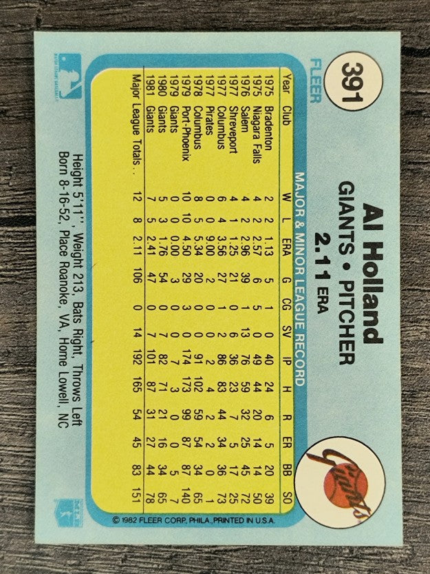 1982 Fleer #391 Al Holland