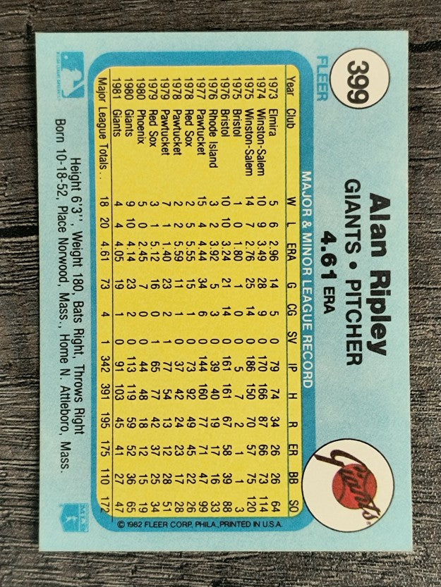 1982 Fleer #399 Allen Ripley