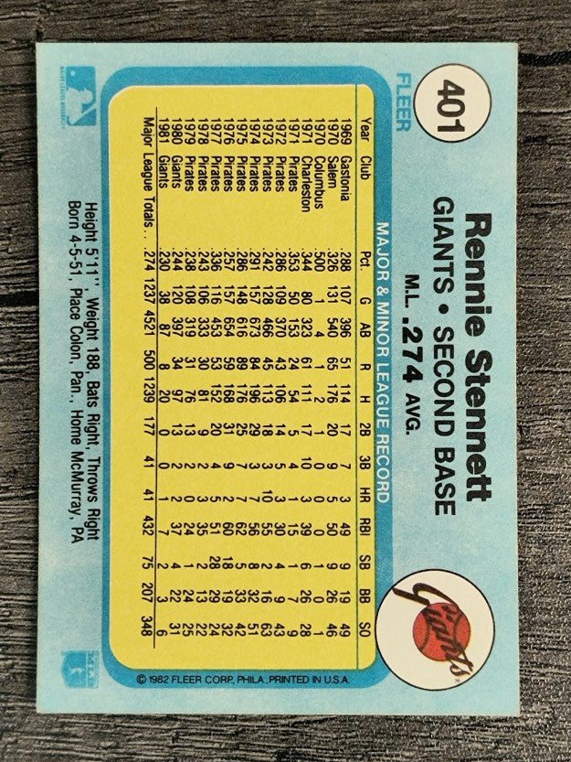 1982 Fleer #401 Rennie Stennett