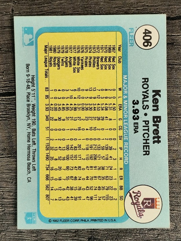 1982 Fleer #406 Ken Brett