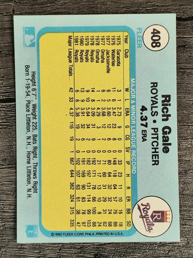 1982 Fleer #408 Rich Gale
