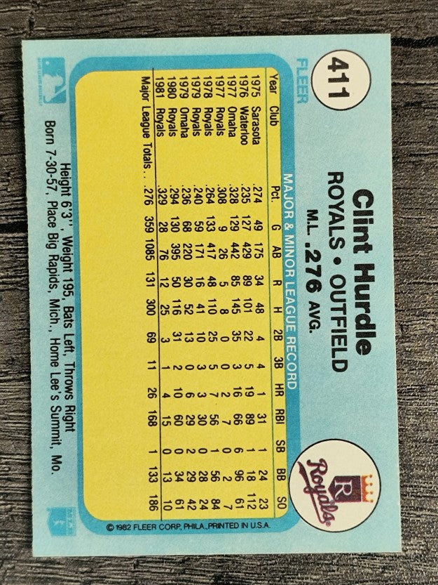 1982 Fleer #411 Clint Hurdle
