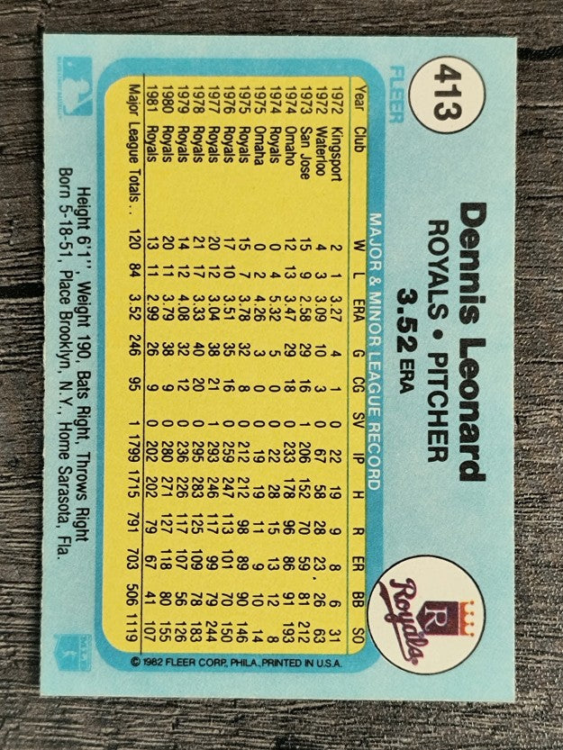 1982 Fleer #413 Dennis Leonard