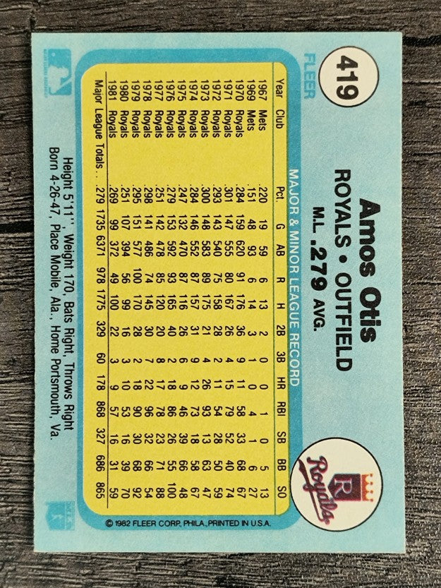 1982 Fleer #419 Amos Otis