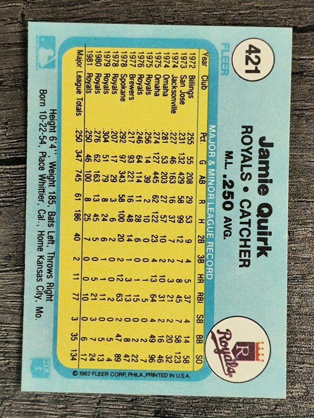 1982 Fleer #421 Jamie Quirk