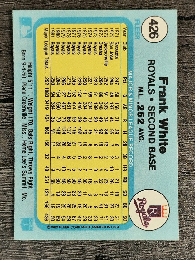 1982 Fleer #426 Frank White