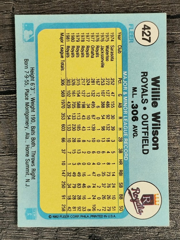 1982 Fleer #427 Willie Wilson