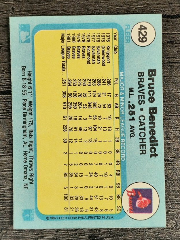 1982 Fleer #429 Bruce Benedict