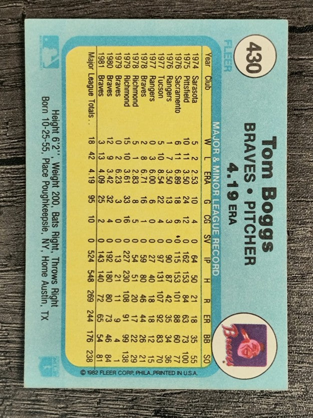 1982 Fleer #430 Tommy Boggs