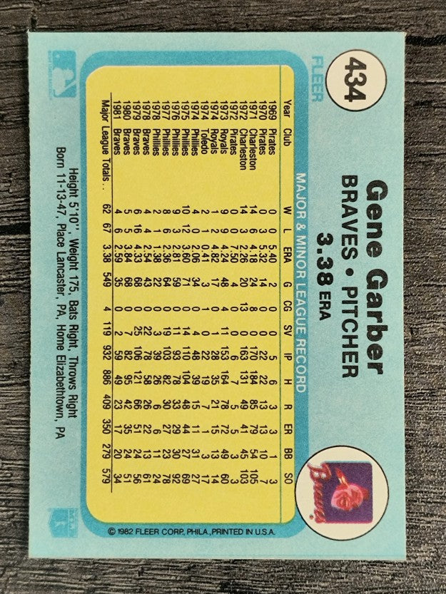 1982 Fleer #434 Gene Garber