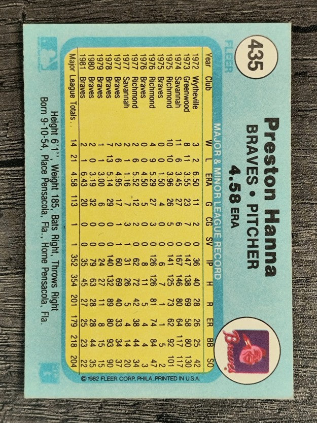 1982 Fleer #435 Preston Hanna