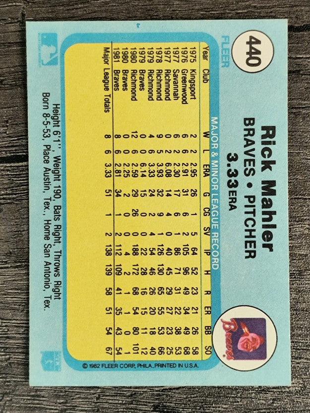 1982 Fleer #440 Rick Mahler