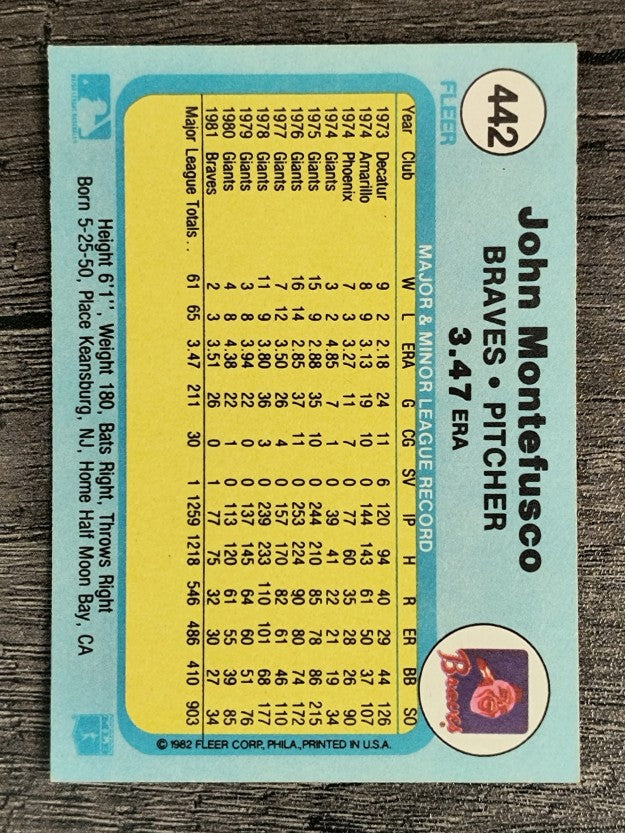 1982 Fleer #442 John Montefusco