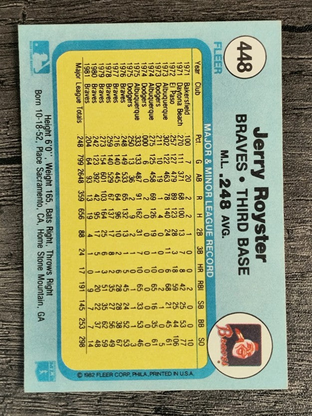 1982 Fleer #448 Jerry Royster