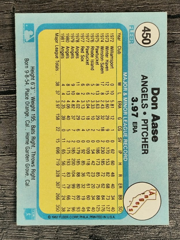 1982 Fleer #450 Don Aase