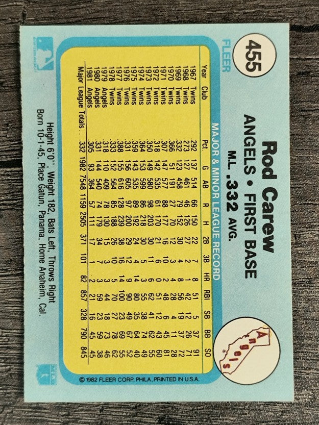 1982 Fleer #455 Rod Carew