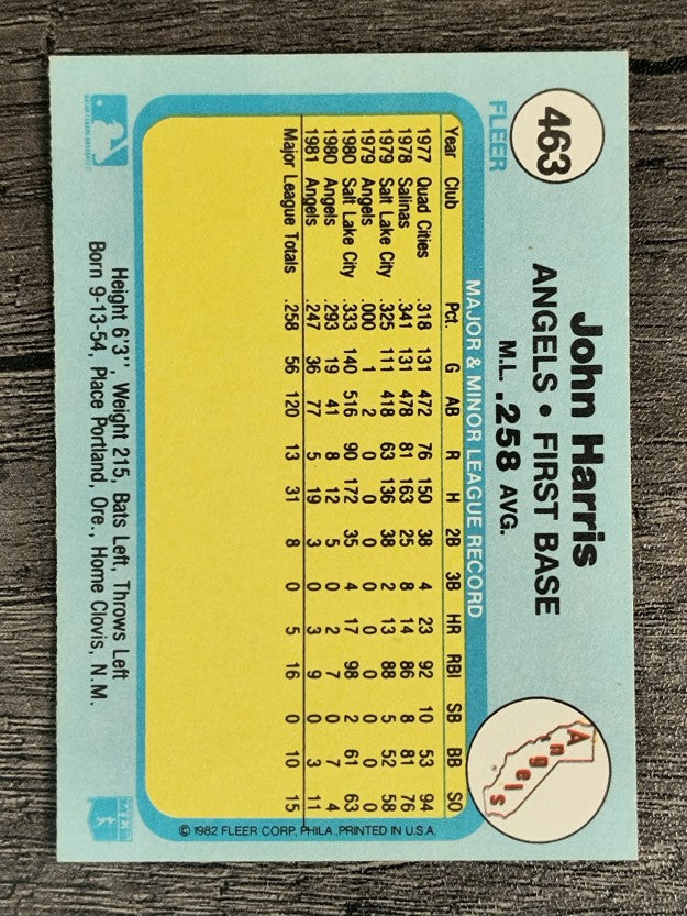 1982 Fleer #463 John Harris