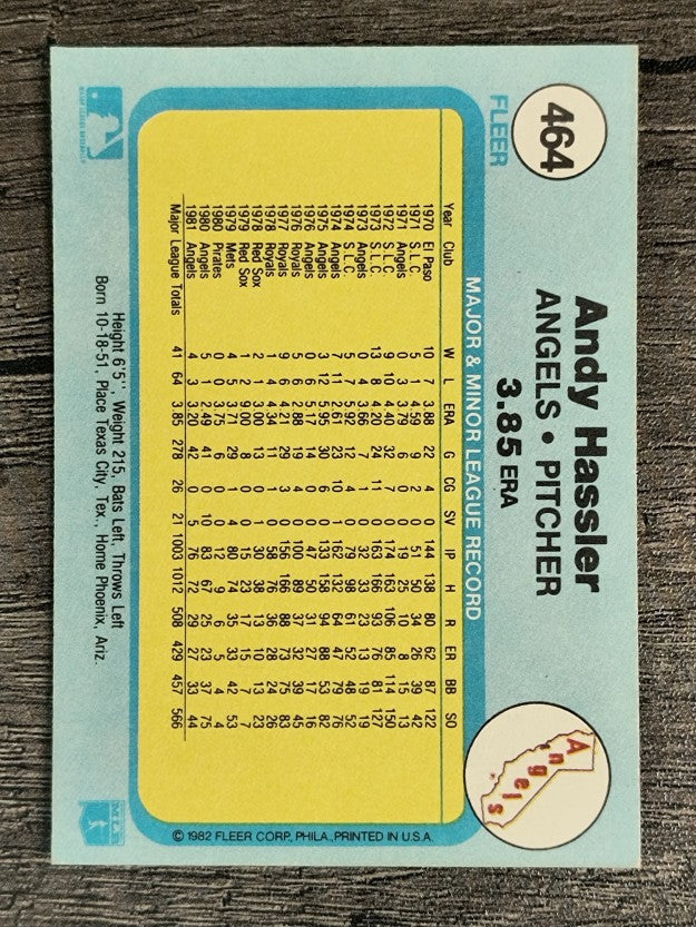 1982 Fleer #464 Andy Hassler