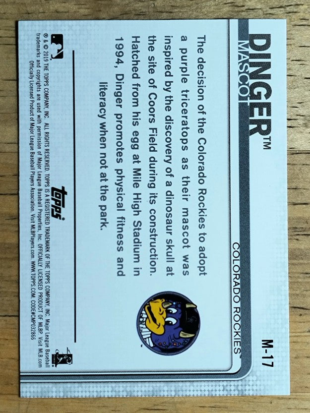 2019 Topps Opening Day Mascots #M17 Dinger