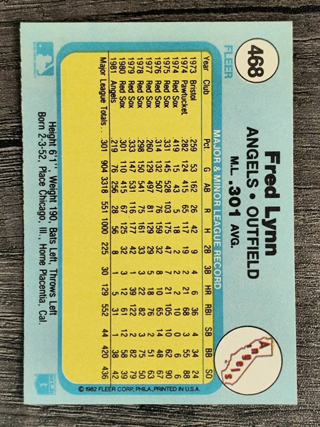 1982 Fleer #468 Fred Lynn