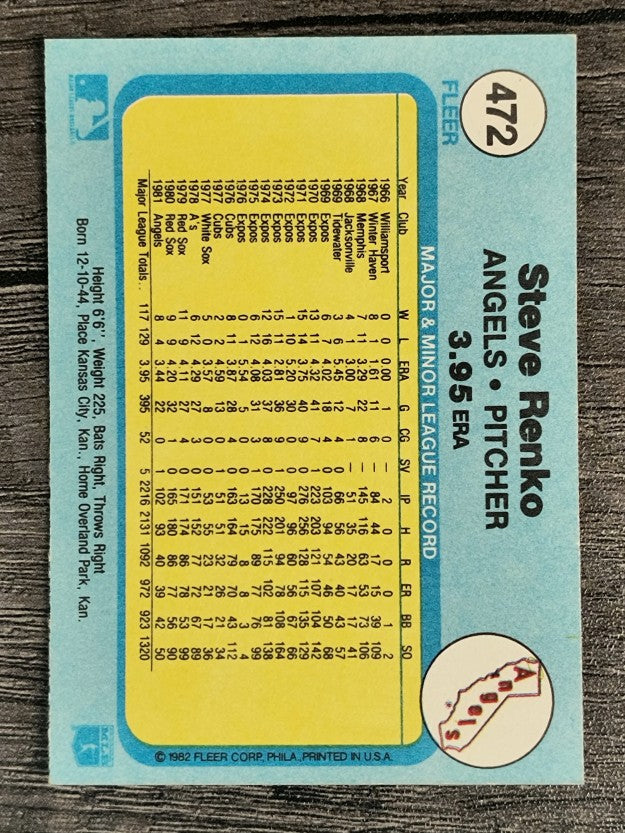 1982 Fleer #472 Steve Renko